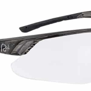 Clear safety glasses with black frame