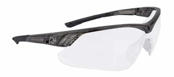 Clear safety glasses with black frame