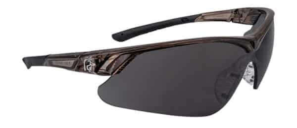 Black sports sunglasses with dark lenses.