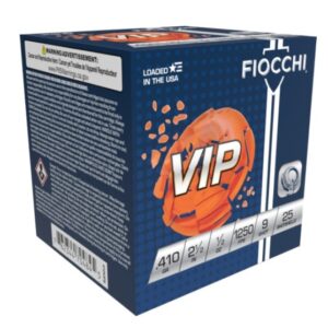 Fiocchi VIP shotgun shells, 410 gauge, 25 rounds.