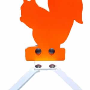 Orange squirrel target on white stand