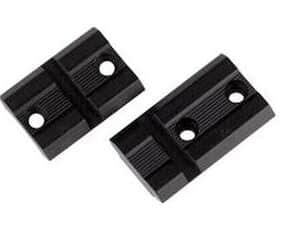 Two black picatinny rail mounts with screws