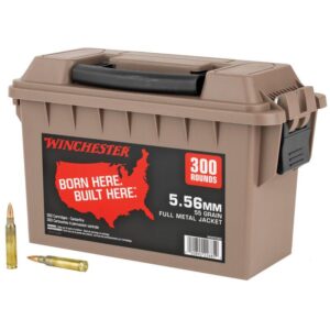 Winchester ammunition box with bullets, 300 rounds, 5.56mm.